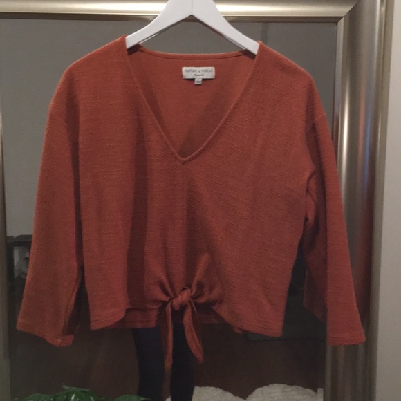Madewell | Orange Long-Sleeve V-Neck. Size S - Picture 3 of 5